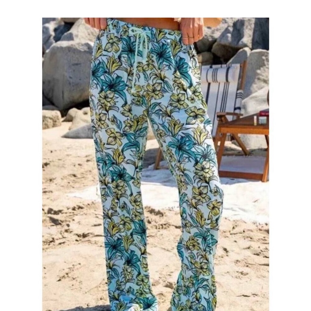 Beach Riot The Blue Lagoon Drawstring Beach Pants Wide Leg Size XL NWT $78